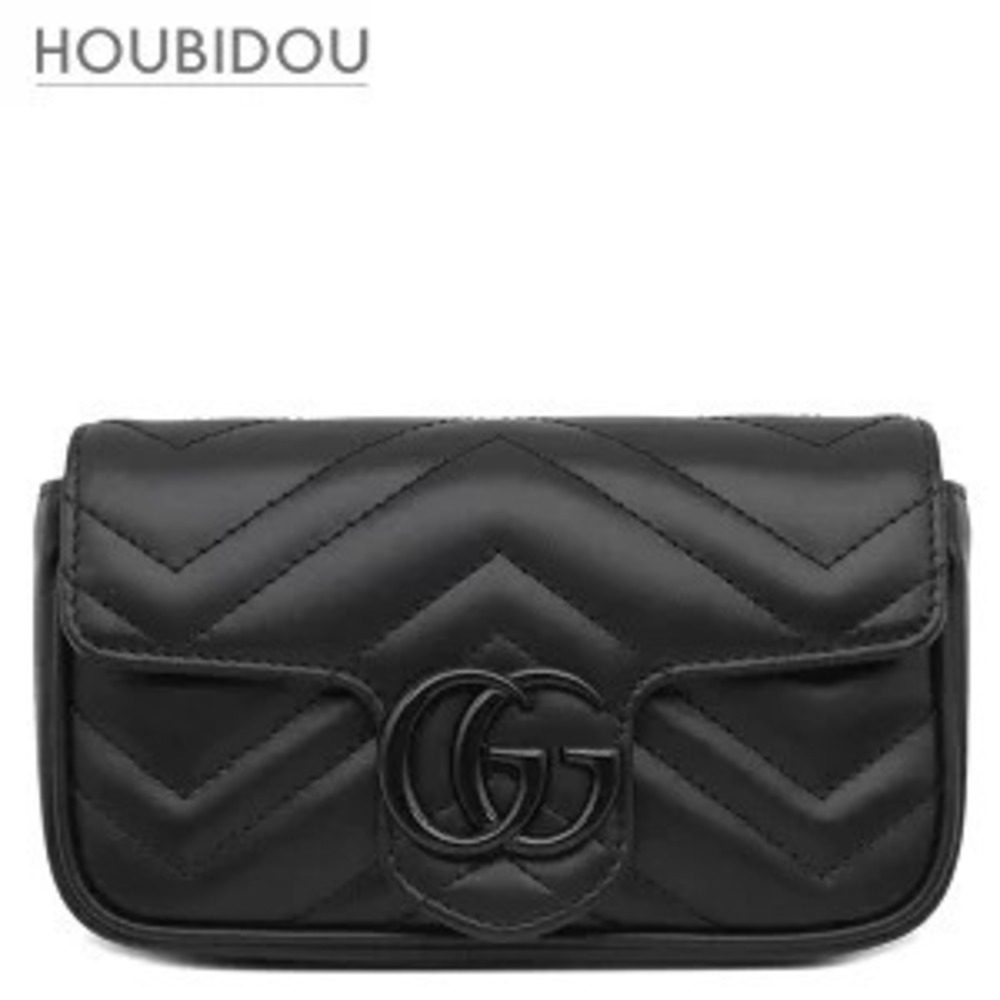 Gucci GG Marmont Shoulder Bag Belt Leather Black Chain Clutch